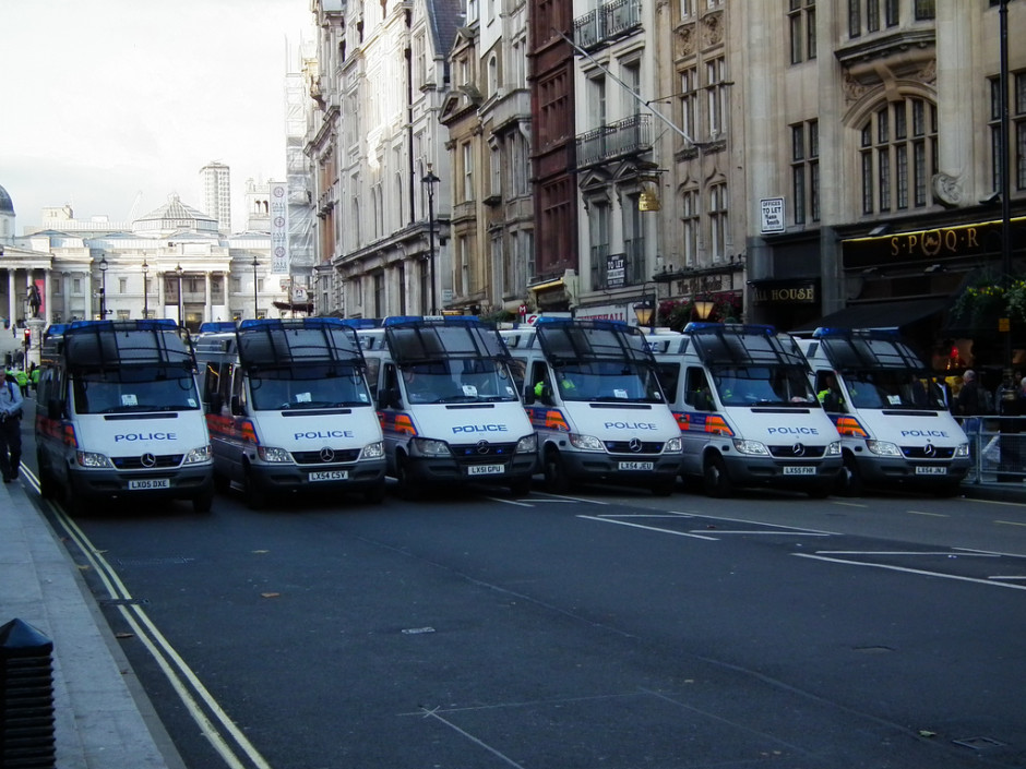 Police cordon on Whitehall. PHOTO: Kenneth John Brown on Flickr