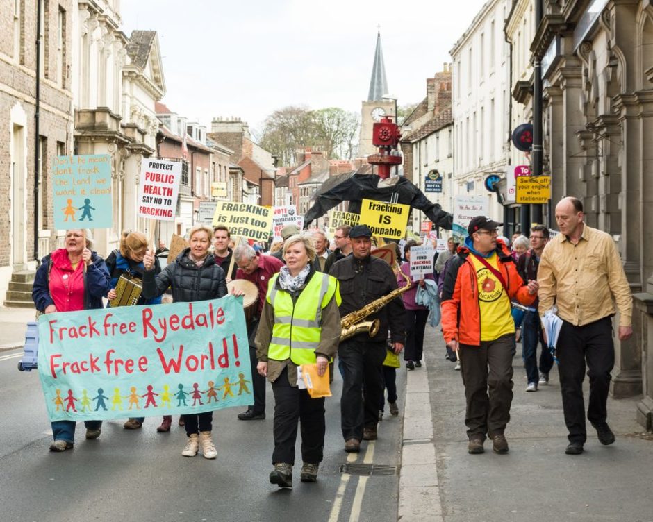 Anti-fracking protest march in Malton, North Yorkshire