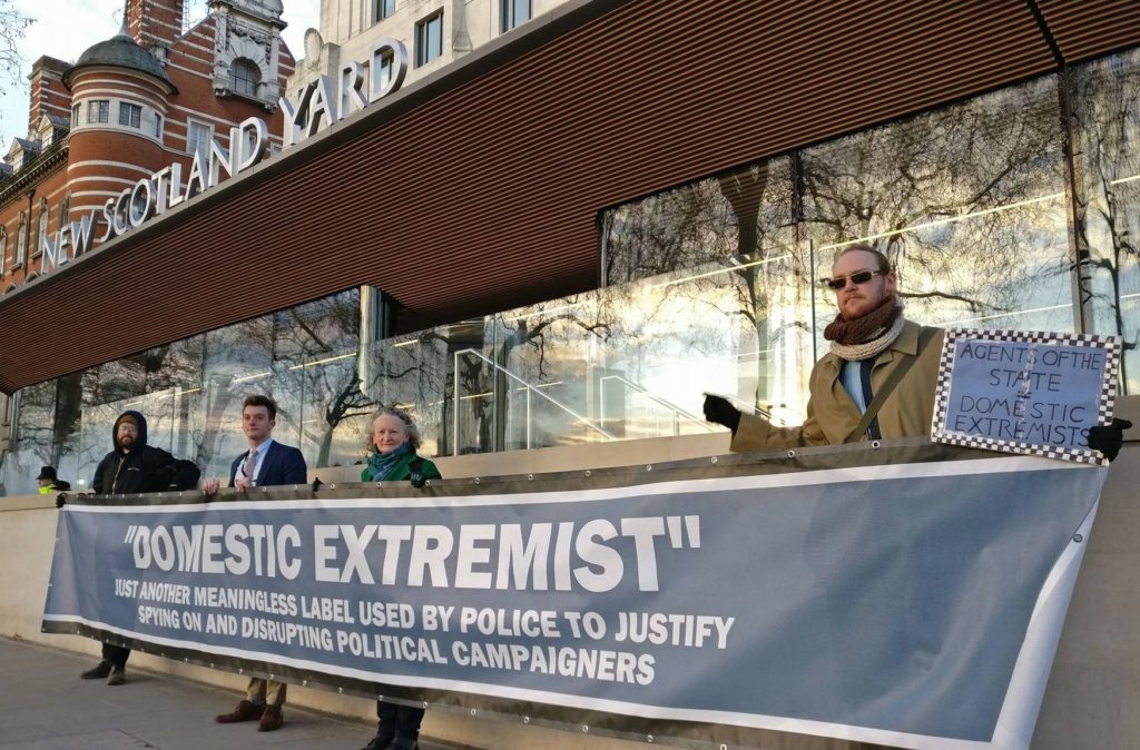 Protesters outside of New Scotland Yard